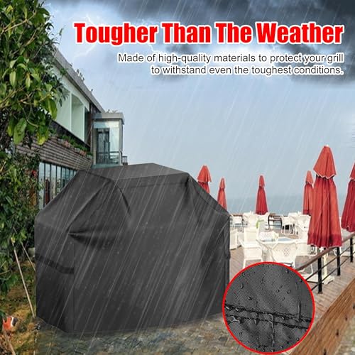 Image of BBQ Grill Cover, Waterproof, Weather Resistant, Rip-Proof, Anti-UV, Fade Resistant, with Hook-and-Loop Straps, Gas Grill Cover for Most Grills, 55 inch, Black