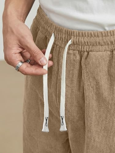 Image of JMIERR Mens Corduroy Pants Wide Leg Baggy Sweatpants | Loose Fit Joggers, Elastic Waist Drawstring, Casual Sweatpants, Vintage Pants, Fall Winter Fashion, Streetwear
