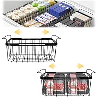 BigKing 2 Stück Organizer für Gefrierschrank, erweiterbar, Länge verstellbar von 39 bis 59,5 cm, Korb für Gefrierschrank mit Griffen, aus Metalldraht, platzsparender Aufbewahrungskorb