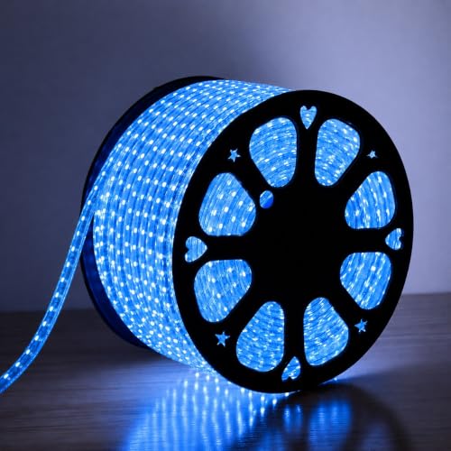 Image of MoonlitDreams 20M LED Rope Light | 120 LEDs /M Waterproof Strip Light | Blue Flexible Cove Light for False Ceiling, Balcony, Bedroom, Garden & Indoor Outdoor Decoration | Plug & Play Decorative Light