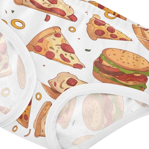 Wusikd Pizza Slices Burgers Girls' Underwear Cotton Girls Briefs Soft Toddler Underwear 2T4