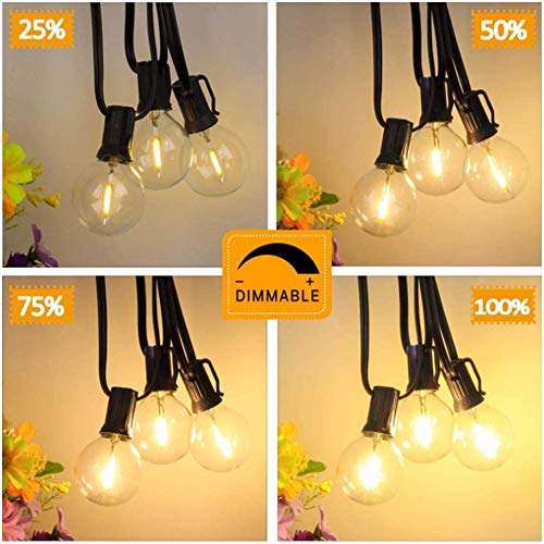 Festoen Lights Outdoor Dimbaar, Bomcosy G40 50Ft Outdoor String Lights Netvoeding met Afstandsbediening, Helderheidsaanpassing, String Lights Warm Wit Waterdicht voor Tuinterras Patio Buiten - Afbeelding 4