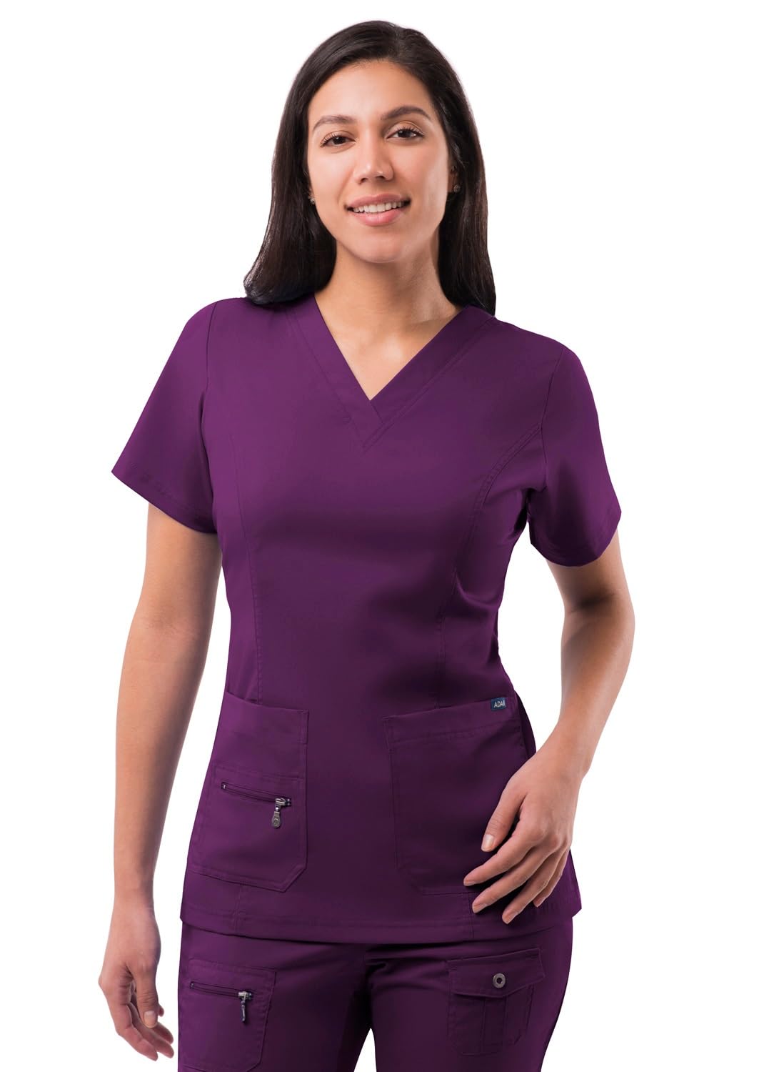 Adar Uniforms Women's P4212egpl Medical Scrubs Shirt, Eggplant, L UK
