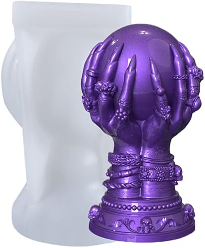 JIBEVEYYI Molde de vela creativo 3D, esqueleto que sostiene la mano de rosa para hacer velas, velas de aromaterapia para bricolaje, jabones, arcilla