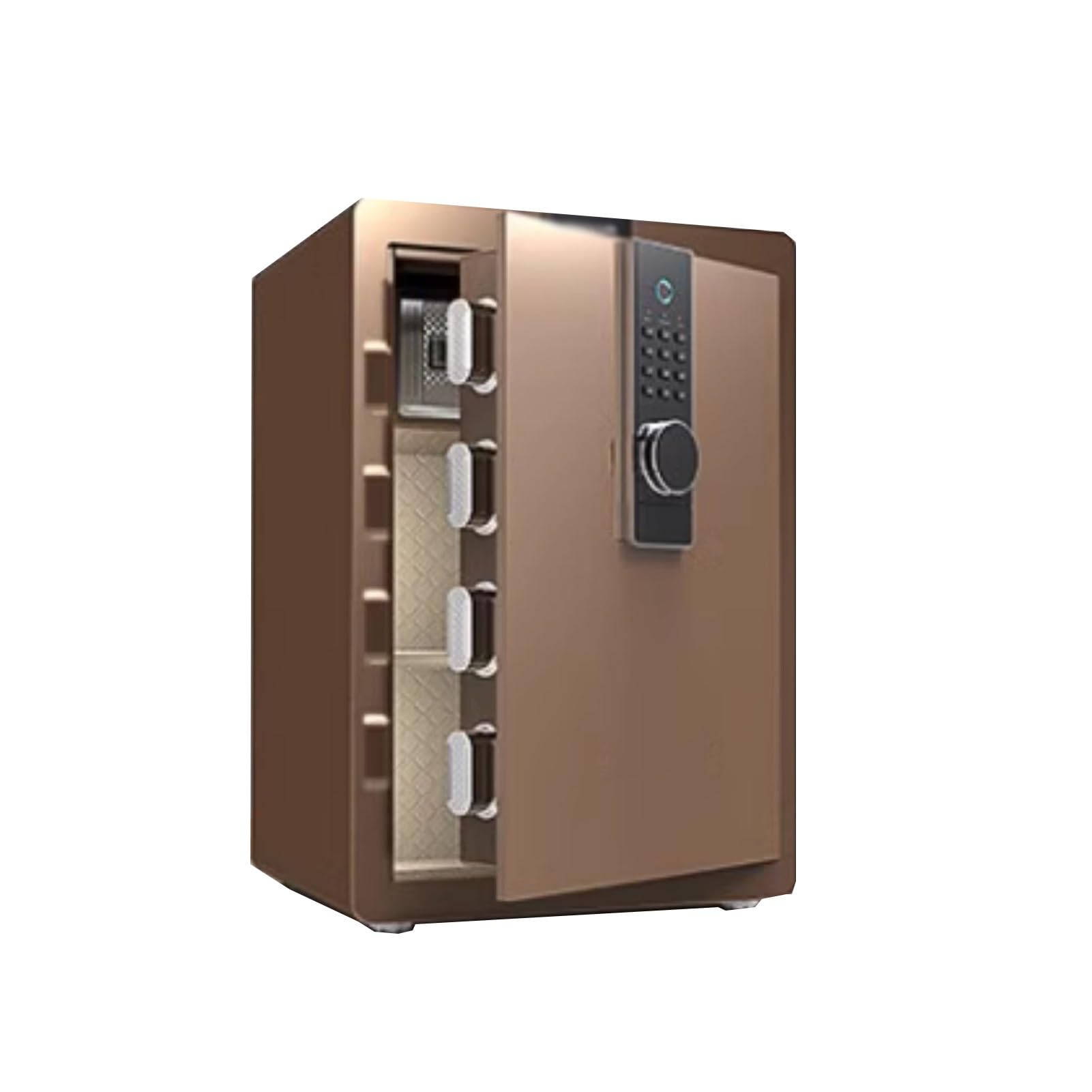 Small Home Safe, With Dual Alarm Function, Anti-theft And Fireproof, Fingerprint Password Key Unlocking, Can Be Wall-mounted Or Floor-mounted(Brown)