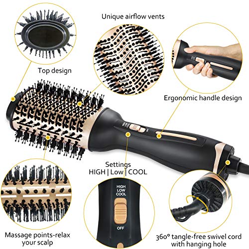 BEAUTIKEN Hair Dryer Brush,Hair Dryer & Volumizer Hot Air Styler Brush,Multifunctional Blow Dryer Brush, Professional Negative Ion Anti-Frizz Hair Dryer Styler Brush - Thumbnail 4