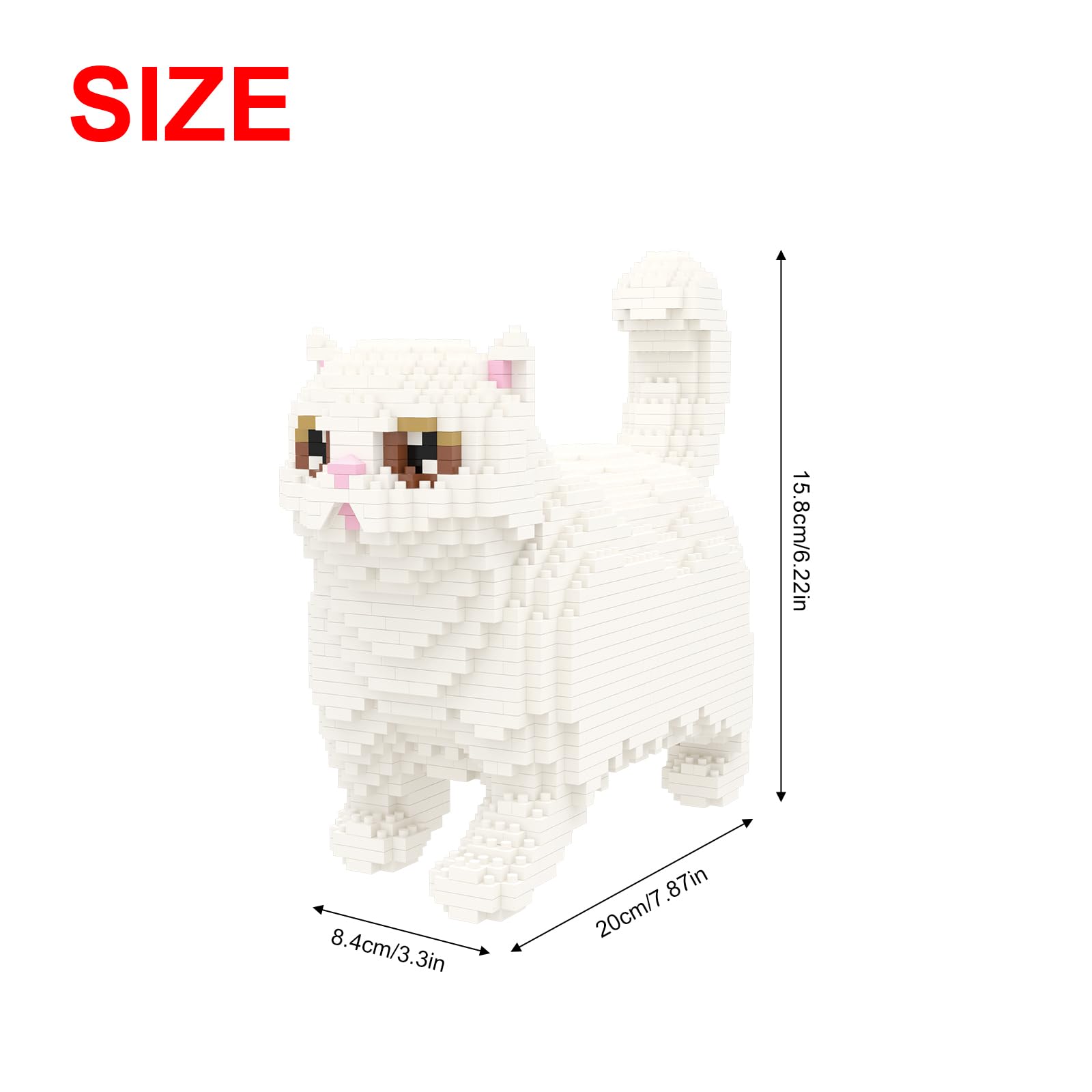 Larcele Mini Building Blocks Animal Set, DIY Micro 3D Building Toy Bricks,1196 pcs KLJM-05 (Persian Cat), Small - Image 2