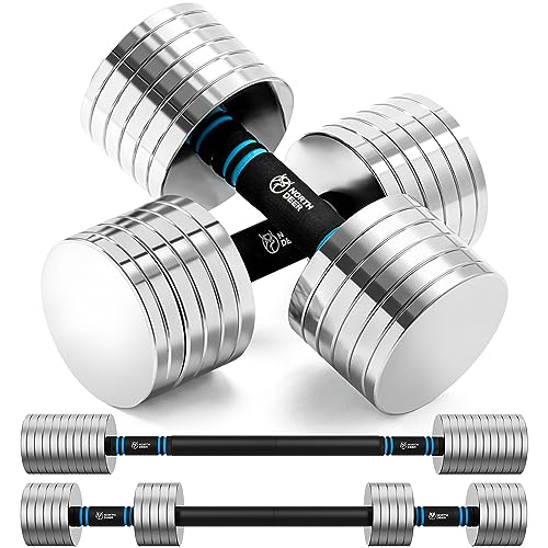 Image of Northdeer V2.0 Upgraded Adjustable Steel Dumbbells 40LB / 60LB - 2 in 1 Dumbbell Barbell Set for Home Gym Workout - Compatible with V1.0 Dumbbells