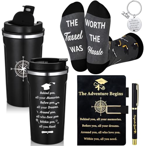 Hushee 5 Pcs 2026 Graduation Gifts Set for Him Men Leather Journal Ballpoint Pen Socks Stainless...