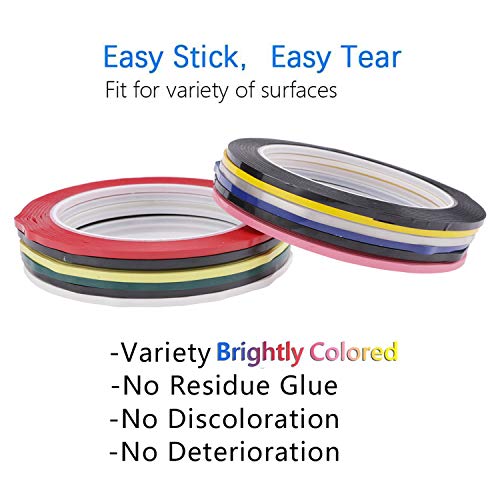 12 Rolls Graphic Chart Tape, Messar Whiteboard Tape Lines Pet Vinyl Tape 1/8” Self-Adhesive Art Tape Craft Tape Dry Erase Tape Colored Masking Tape For Creative Art Projects Artist Marking Crafts #TOP3