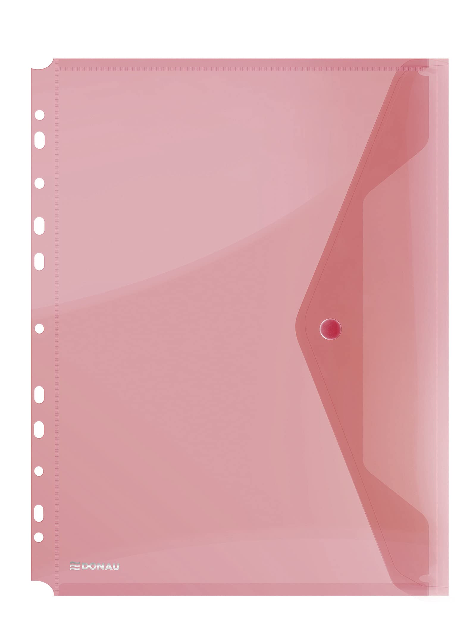 Envelope Wallet DONAU Press Stud PP A4 200 Micron Perforated Red/Document Archiving/Type-Envelope/Kind-with Press Stud/Material-PP/Colour-Red/Format-A4 / Thickness (mm)-200