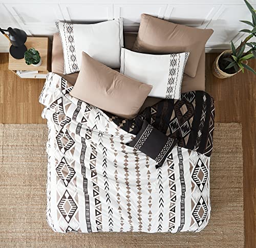 Geniospin King Size Comforter Set- 7 Pieces Boho Bed in a Bag, Western Bedding Set for All Seasons, Reversible Aztec Bedding, Lightweight Comforter Bed Set with Sheets, Pillowcases & Shams