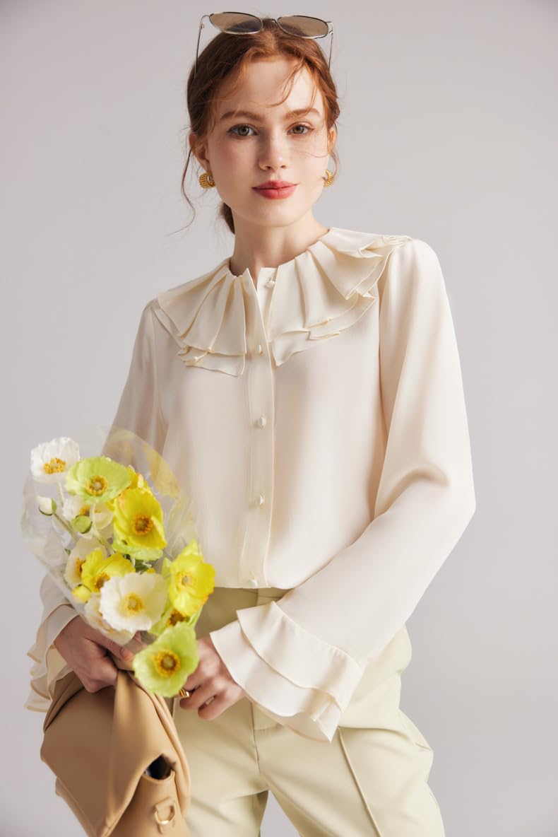 Camisa Blanca de Seda Francesa Lavada a la Piedra para Mujer