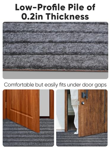 Socomf RUNNER02 Runner Rugs With Rubber Backing, 3' X 10' Non Slip Carpet Rug Runner For Hallway Indoor/Outdoor Entrance Floor Mat Grey Striped Area Rugs Mat For Entryway Balcony Patio Kitchen Garage Stair Laundry thumb #2