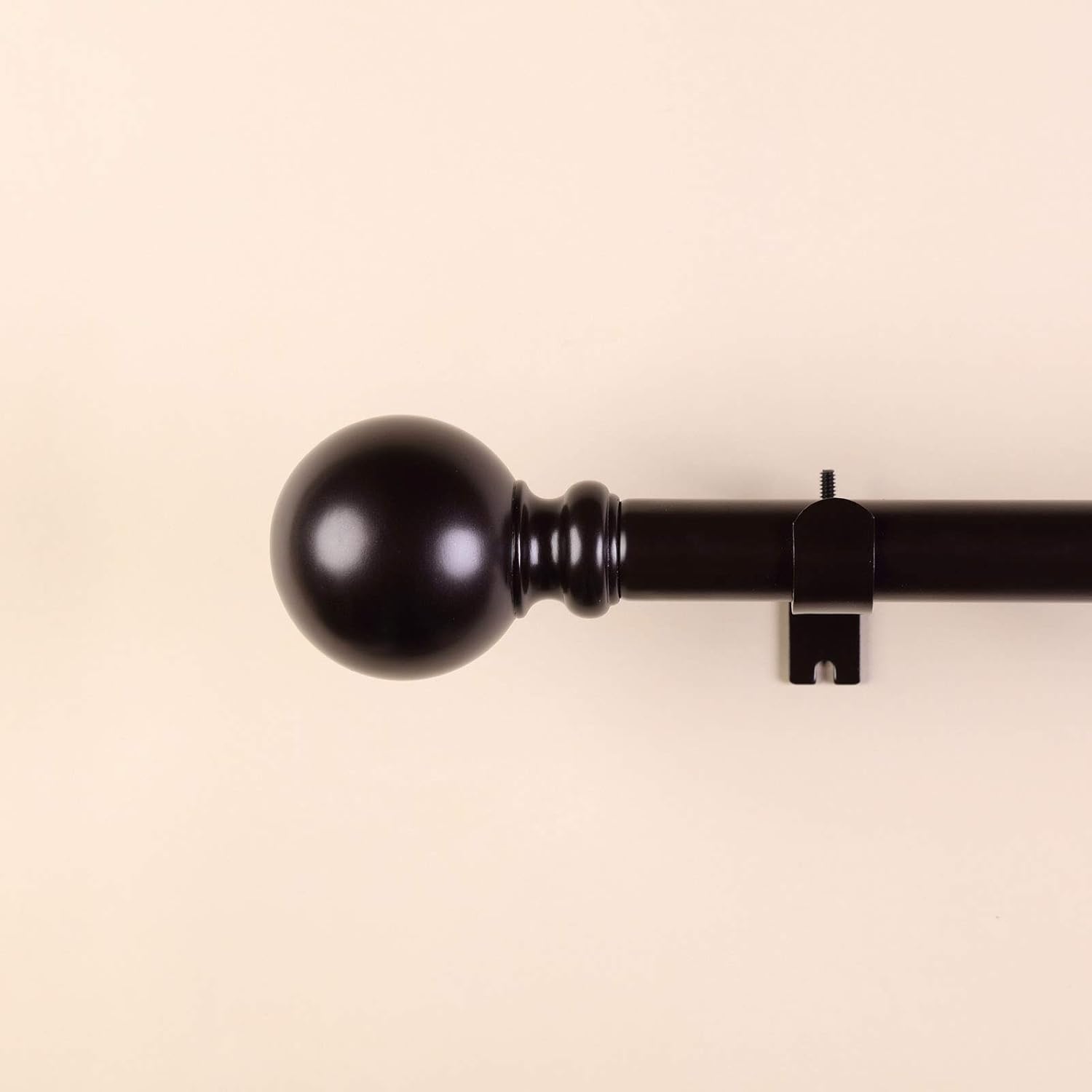 BalsaCircle 42-126-Inch Long Black Adjustable Metal Curtain Rod Set with Round Finials - Wedding Home Window Decorations Supplies