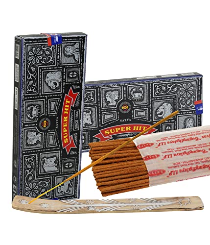 Satya Super Hit Incense Sticks 100 Gmx 2 Pack (200 Gms), Satya Insenses With Raajsee Incense Holder Bundle , Satya Nag Champa Natural Incense #TOP8