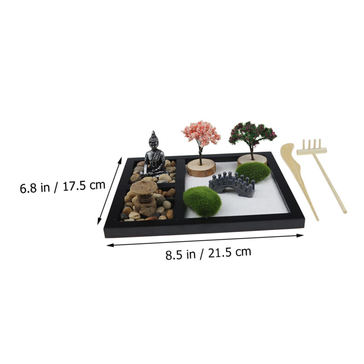 KOMBIUDA 1Set Mini Zen Garden Decoration Kit Japanese Style Sandbox for Home Office Micro Landscape Table Ornament for Meditation and Relaxation Thoughtful Serenity and Decor