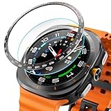 Bezel Cover Compatible with Samsung Galaxy Watch Ultra Classic Case 47mm, Aluminum Metal Bezel Ring Adhesive Cover Anti Scratch Protector Accessory, Comes with Screen Protector (Black, NLZQ-47mm)