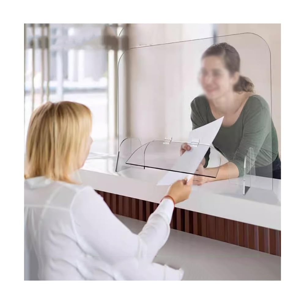 HJYCLFAZU Desk Privacy Divider, Sneeze Guard, Acrylic Portable Freestanding Cough/Sneeze Shield For Workers, Receptionists/Customers(50X90cm)
