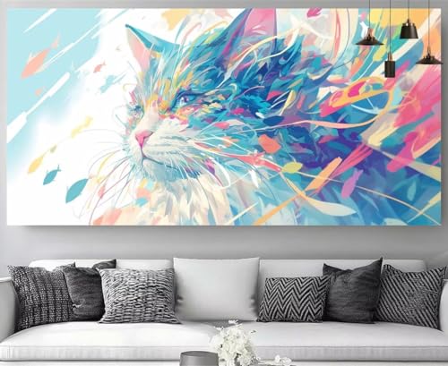 Kit Peinture Diamant Chat mignon pour décorer une chambre d'enfant avec un canevas 5D 40x120cm