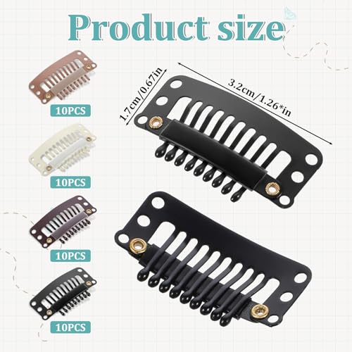 Pinzas para cabello 40 piezas 32mm con 9 dientes miniatura 5