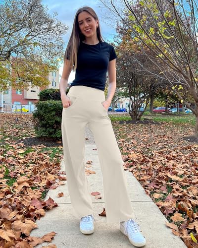Image of Promover Wide Leg Pants Woman Yoga Pants with Pockets Stretch Loose Casual Lounge Sweatpants Petite /Regular /Tall