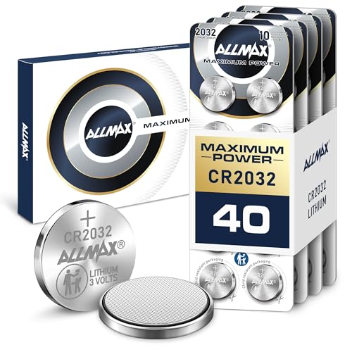 Allmax CR2032 Lithium Knopfzellen (40 Stück) – Längste Lebensdauer, auslaufsicheres Design, 10 Jahre Haltbarkeit, maximale Leistung, perfekt für Autoschlüssel und Fernbedienungen (3 V)