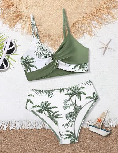 Girls Swimsuits Size 14-16,Bathing Suits for Teens Twist Cross Tropical Floral and Pattern Swimsuits for Teen Girls4