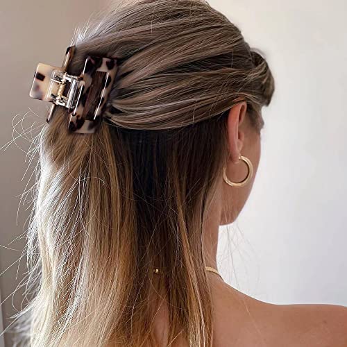 Bmobuo Checkered Hair Clips Claw Clips For Thick Hair Acetate Hair Clips 4Pcs Claw Clips For Thin Hair 2" Hair Clips For Women Small Hair Clips Tortoise Barrettes Hair Accessories For Women #TOP4