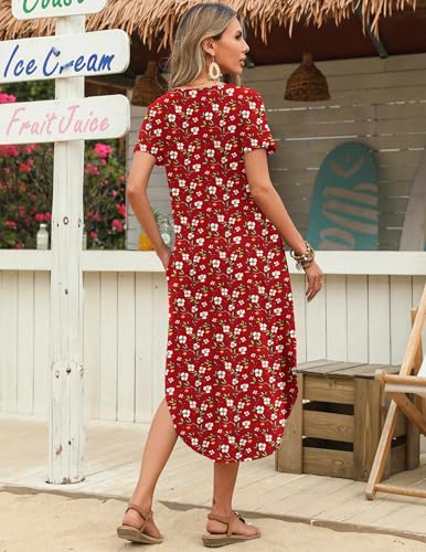 Image of Zeagoo Womens Maxi Summer Dress with Pockets Casual Short Sleeve Sundress Trendy 2026 Curve Hem Long Dress