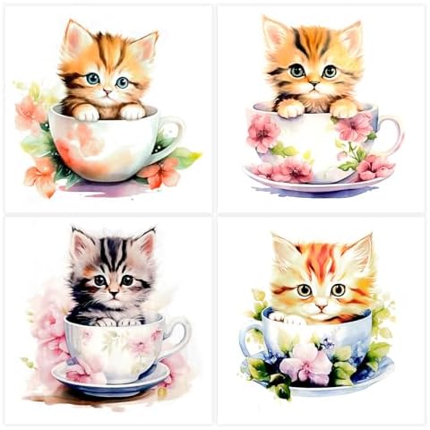 ZUYIST Pack of 4 Cat Wall Stickers Cover
