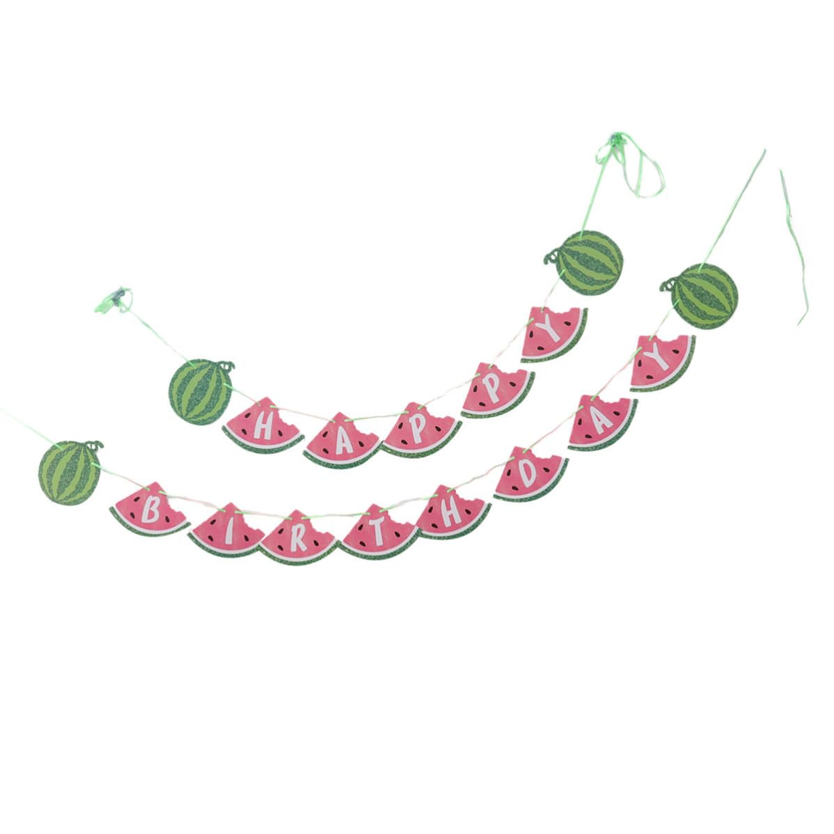 HEALSOPTHY Summer Fruit Bunting Banner Watermelon Shape Paper Party Decoration with Glittered Paper for Home and Summer Bbq, Unique and Creative Birthday Banner for Watermelon Fans