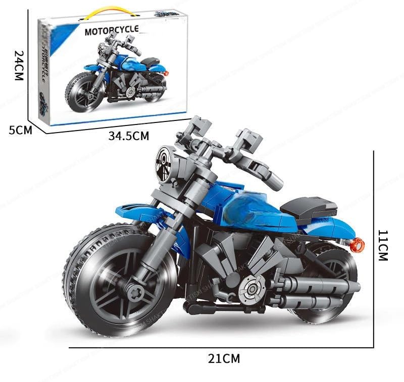 SHAKTISM Building Blocks Motorcycle Model Kit, 288 Pieces, Fat Boy Two-Wheeler Assembly Set 1