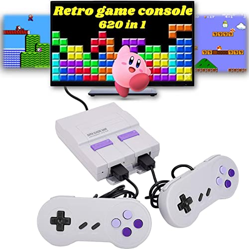 620 Retro Game Console,Classic Mini NES Game System with Preloaded Video Games and 2 NES Classic Controllers,AV Output Plug&Play NES Console for Kids and Adults
