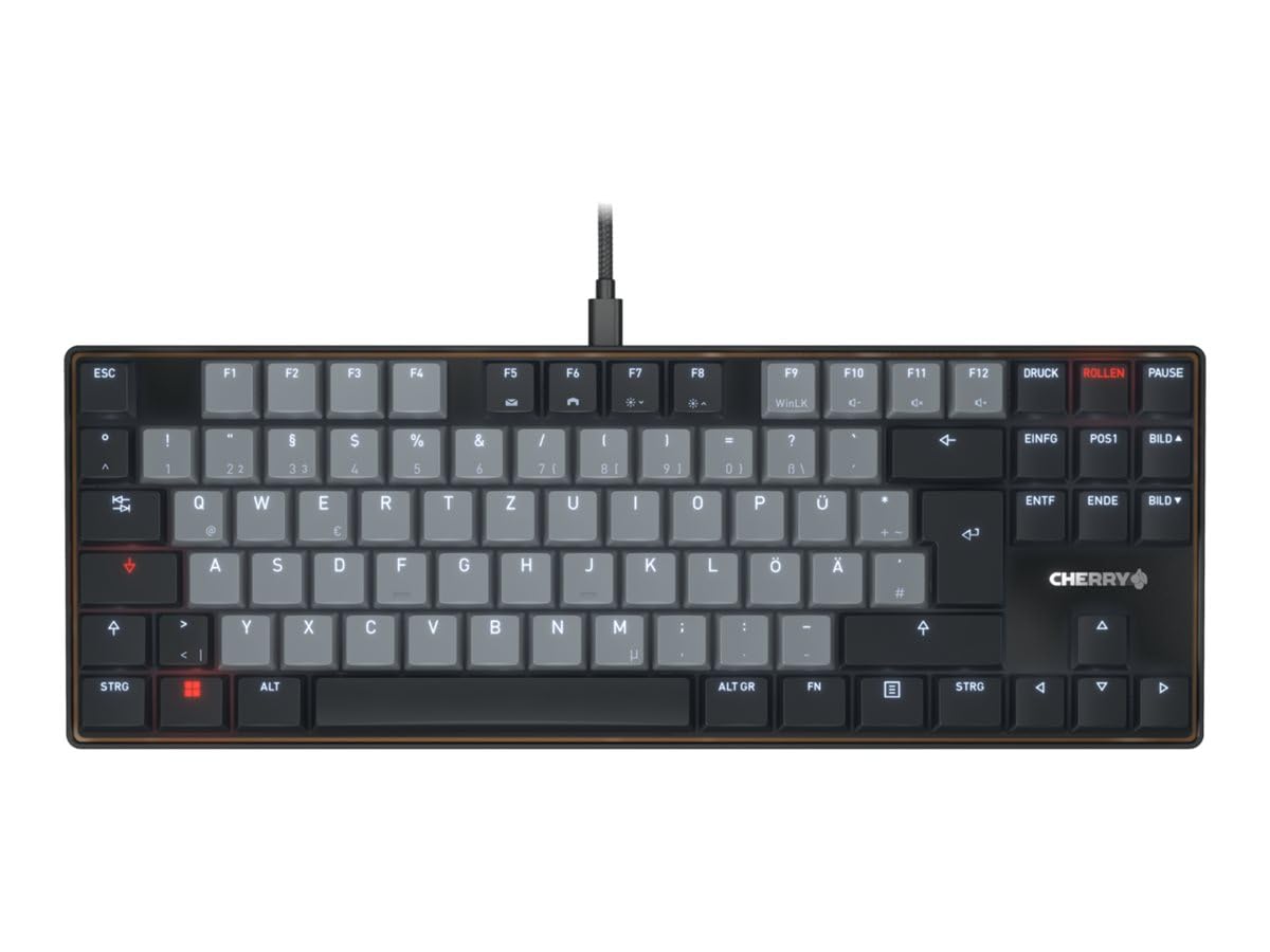 Cherry KC 500 MX LP TKL, Teclado mecánico de Perfil bajo sin Teclado numérico, Formato de EE. UU. (QWERTY), USB-A, MX LP 2.0 Ivory interruptores, Negro