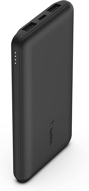 Belkin USB C Portable Power Bank (10000 mAh with 1 USB C Port and 2 USB A Ports for up to 15W Charging for iPhone, Android, AirPods, iPad, and More)  Black