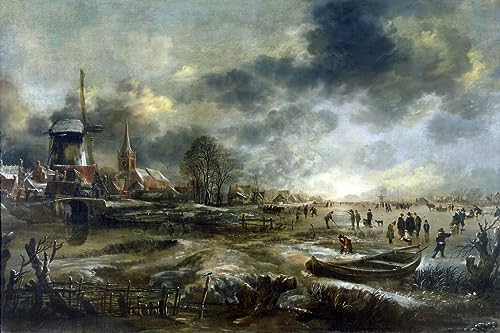 Image Sur Toile Scène de rivière Aert Van Der Neer Décoration Murale