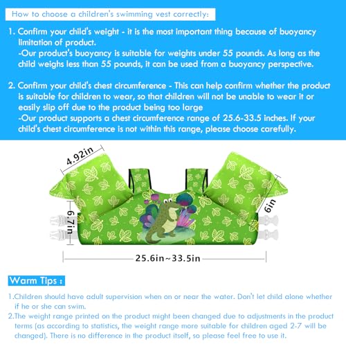 image for Chriffer Kids Swim Vest Life Jacket for 30-55 Pounds Boys and Girls, T