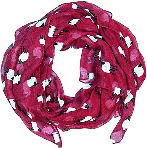 SYHBAIH Echarpes femininos com estampa de ovelha leve tamanho grande cachecol (vermelho)