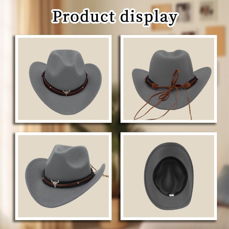 Western Cowboy Hat for Women/Men Shapeable Wide Brim Cowgirls Hat with Belt Buckle Costume Party - Image 5