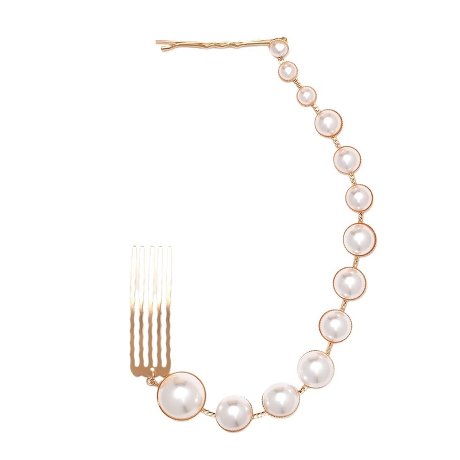 Perle for capelli da sposa, gioielli, ciondoli, pettini for in cristallo, forcine for feste donna, accessori for per Capelli da Sposa(Gold)