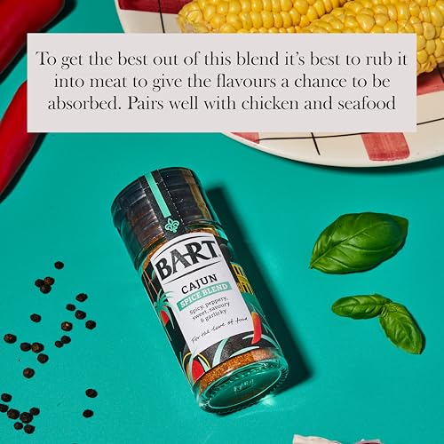 BART Cajun Spice Blend - Pack of 6 x 45g - Spicy & Peppery, Ideal for Adding Flavour to Meat (6x45g Jar)