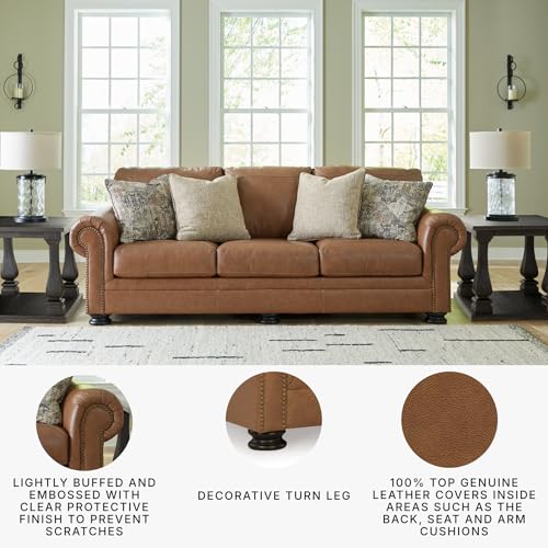 Image of Signature Design by Ashley Carianna Leather Sofa for Living Room, Caramel