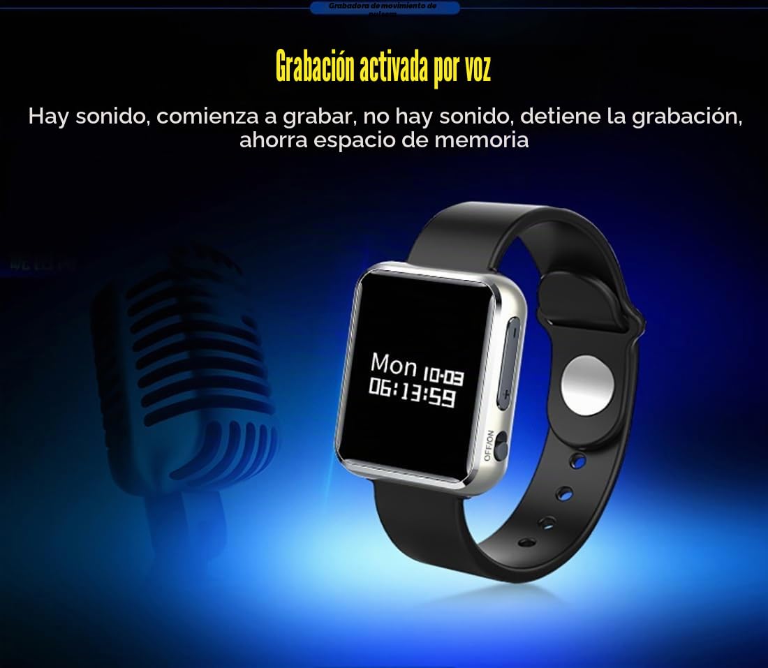 Reloj Grabador De Voz Digital,Mini Grabadora De Voz, Pulsera De Grabación De Audio De Voz Con Cancelación De Ruido, 30 Días En Espera, Formato De Grabación WAV Con Auriculares Para Clase, Reunión ( Co