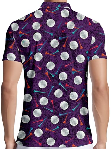 Image of PAGYMO Funny Golf Shirts for Men Crazy Printed Pattern Novelty Moisture Wicking Performance Mens Polo Shirt