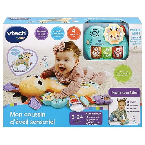 VTech Mon Coussin d'Éveil Sensoriel Coussin de Jeu Musical et Évolutif Jouet d'Activité et de Développement Piano Lumineux Hochets Cadeau de Naissance Bébé Dès Contenu en Français - vue 7
