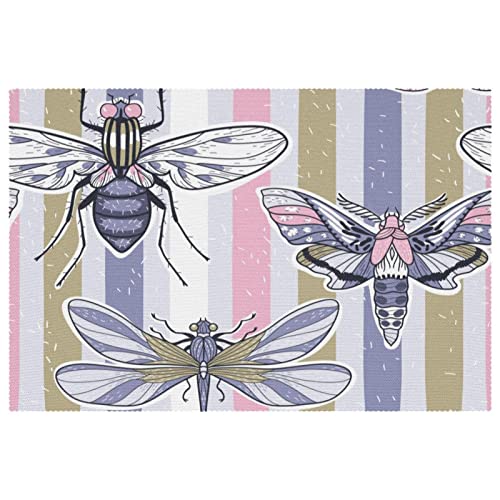 Sets de table à rayures d'insectes lavables pour protéger votre bois - 2