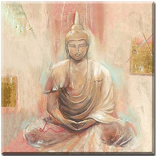 Buddha II By Elvira Amrhein, GICLEE, Museum-Canvas Printed On Digital Printing, Stretcher Frame Picture, 70 cm X 70 cm Screen Size Art Article, Image of Relaxation, and Pictures, Mural