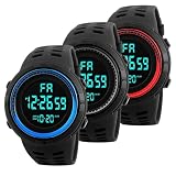 3 Piezas Reloj Digital Deportivo Moda Impermeable Hombre Mujer