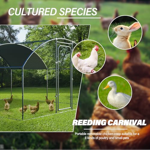 Oranland Chicken Coop, Large Metal Chicken Run, Walkin Chicken Coop for Yard with Waterproof Cover, Spire Roof Large Poultry Cage for Hen House, Duck Coop and Rabbit Run for Outdoor Farm Use